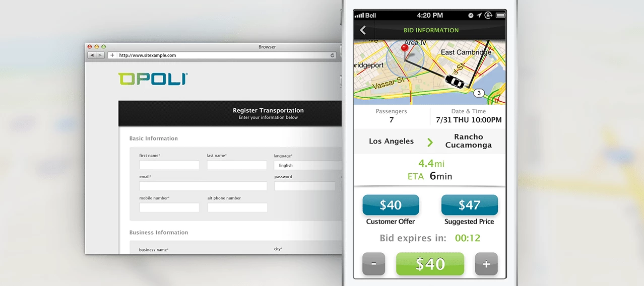 OPOLI Rideshare App & Web Platform