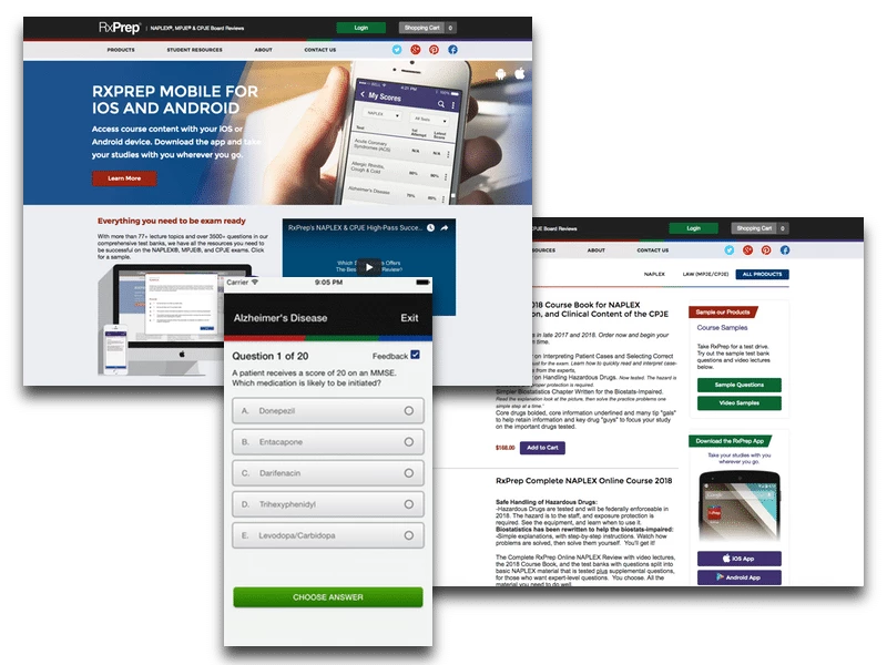 Pharmaceutical Education Website and Apps Development for RxPrep