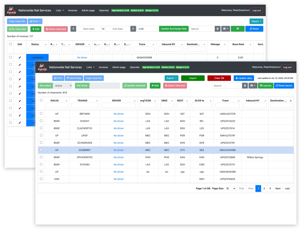 Nationwide Rail Services Freight Management Software