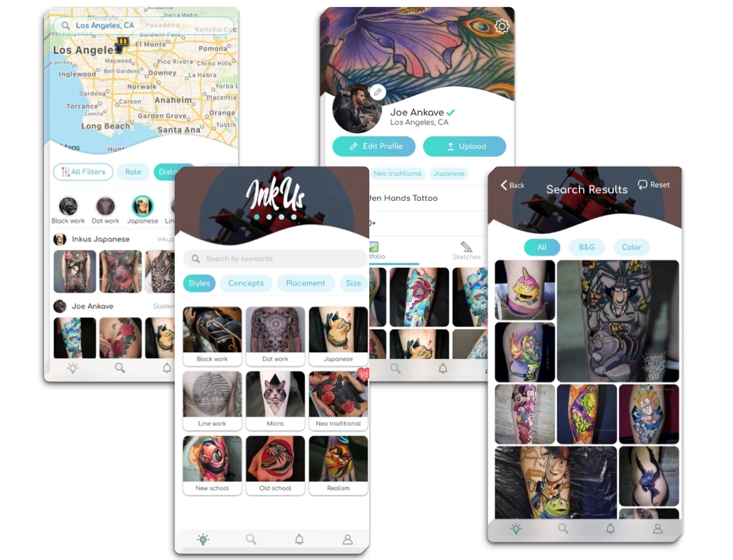 InkUs Mobile App for Tattoo Design and Artist Discovery