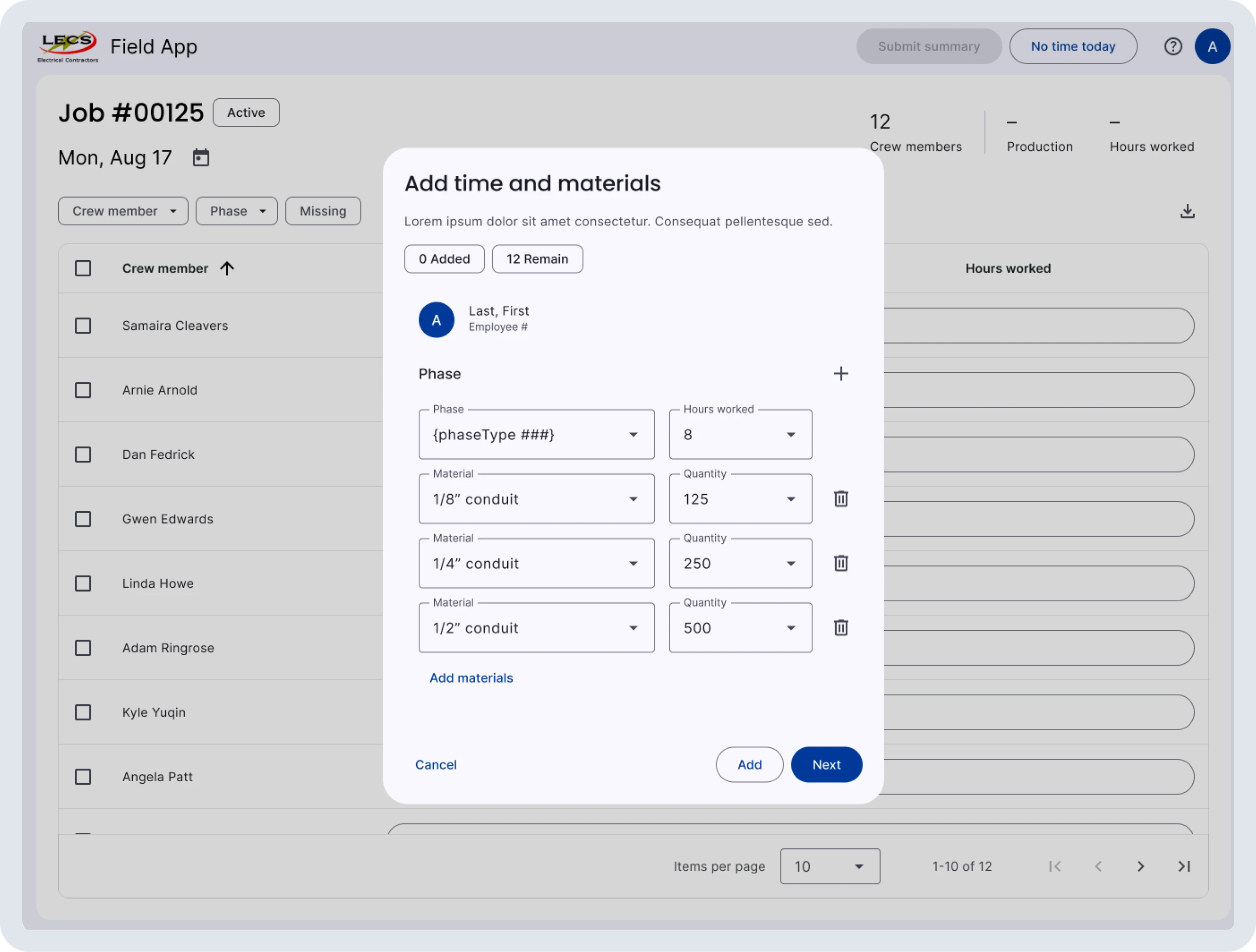 Electrical Contractors Field Service Web Application