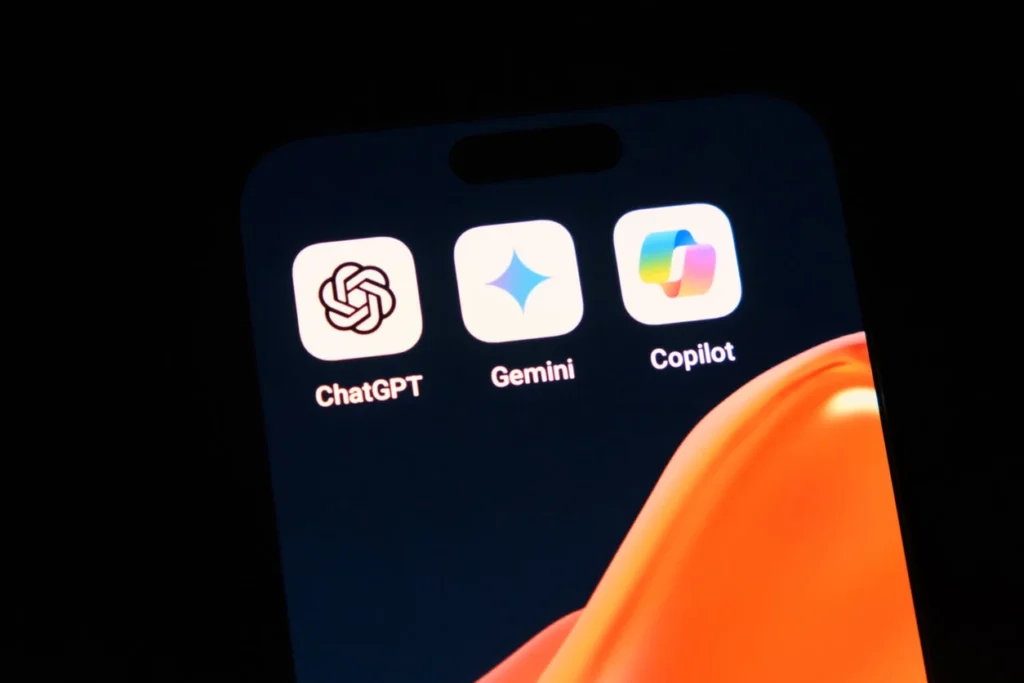Chat GPT, Gemini, and Copilot apps